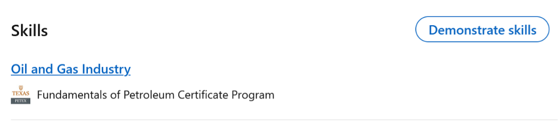 LinkedIn profile's Skills section